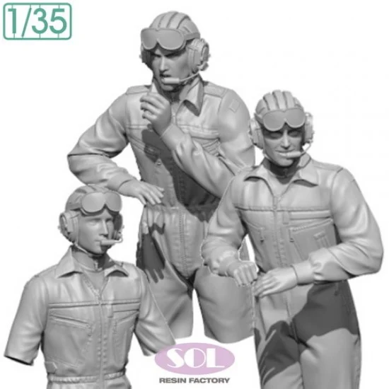 SOL Resin Factory MM956 1/35 Leopard 2A6 Tank Crew for Trumpeter kit (3 figures) - Model Figures
