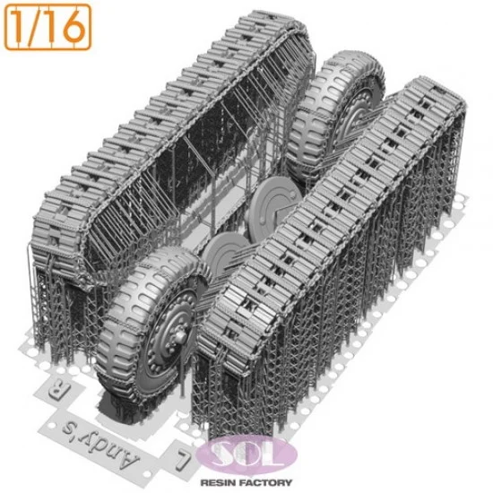 SOL Resin Factory MM967 1/16 M3A1 Weighted Wheels and Track with Chain for Andys Hobby HQ - Military Vehicles & Tanks