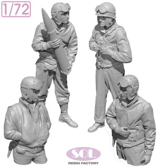 SOL Resin Factory MM987 1/72 WWII US M36 Crew set #1 (4 figures) - Model Figures