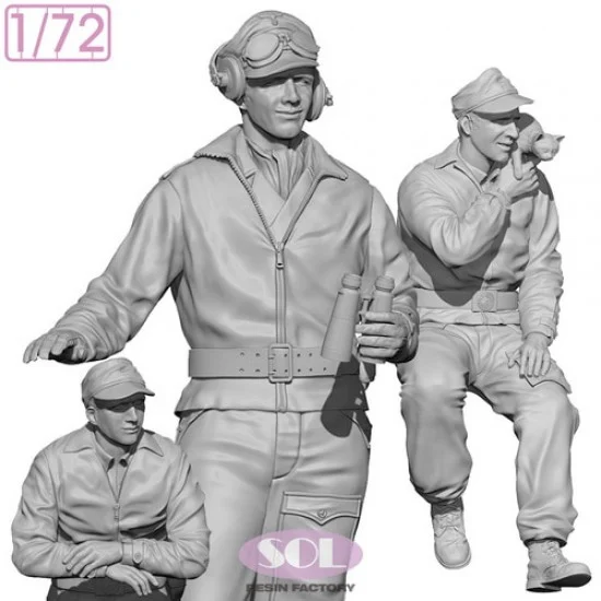 SOL Resin Factory MM988 1/72 WWII German Sd.Kfz. 234/2 Crews Set (3 figures) - Model Figures