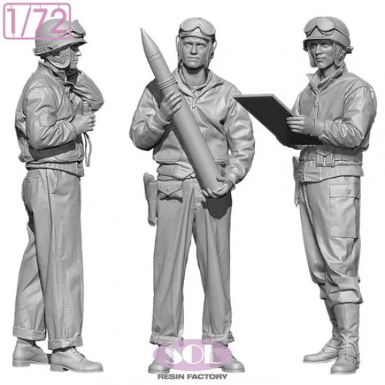 SOL Resin Factory MM991 1/72 WW II US M10 Tank Crews (3 figures) - Model Figures