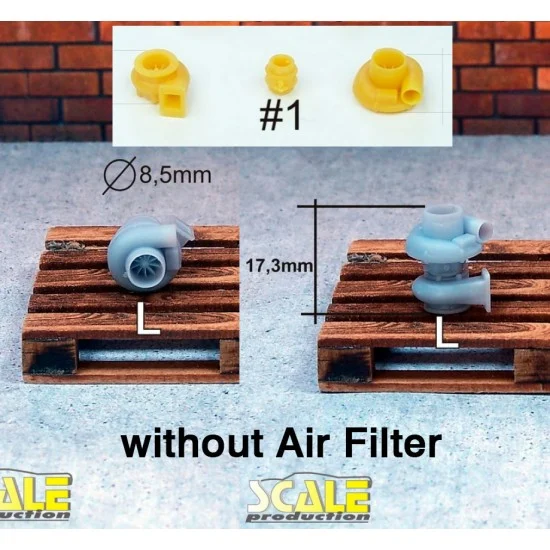 Scale Production SP24175-1 1/24 Turbocharger Turbo set Type #1, Size #L (without Air Filter)