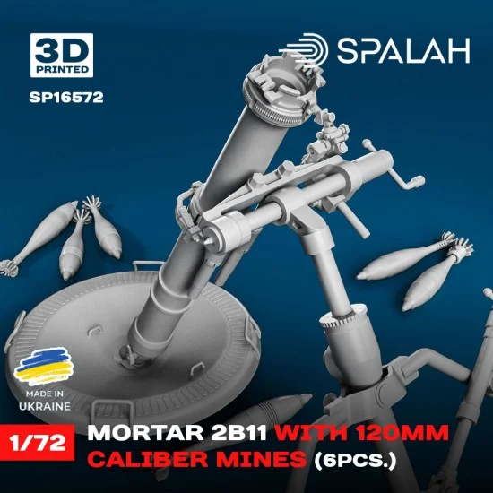 SPALAH 16572 1/72 Mortar 2B11 with 120mm Caliber Mines - Model Figures