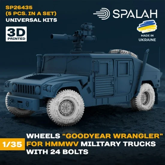 SPALAH 26435 1/35 HMMWV Military Trucks Wheels ''Goodyear Wrangler'' with 24 Bolts (5pcs) - Military Vehicles & Tanks