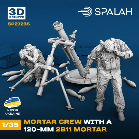 SPALAH 27235 1/35 Mortar Crews (2 figures) with 120mm 2B11 Mortar - Model Figures