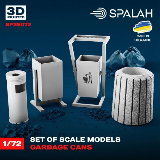SPALAH 29072 1/72 Garbage Cans (4pcs) - Scenics & Diorama