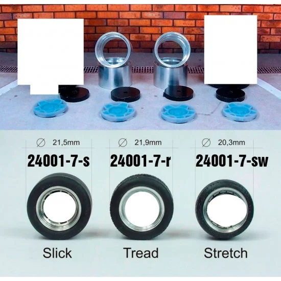 Scale Production SPRF24001-7-s 1/24 13" ATS 7" Wheels with Slick Tyres