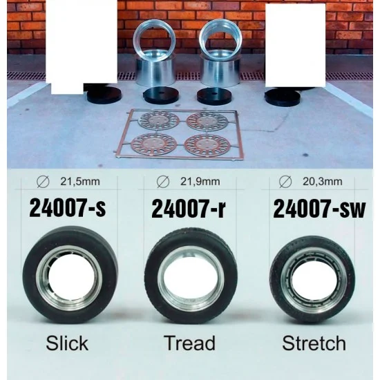 Scale Production SPRF24007-sw 1/24 13" HTN Wheels with Stretch Wall Tyres