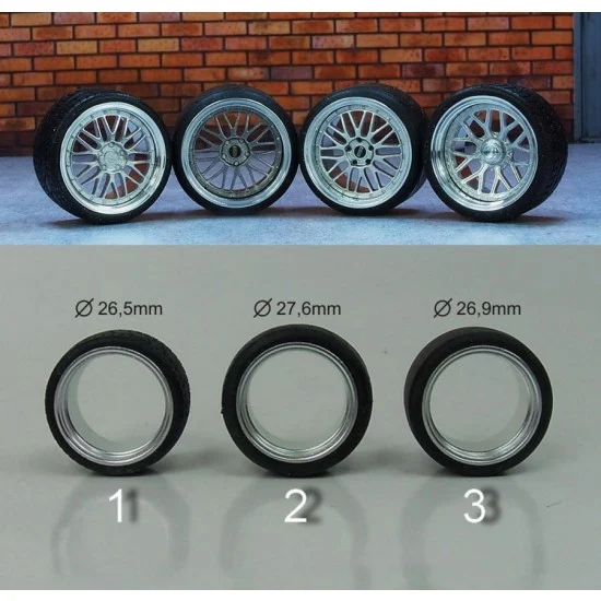 Scale Production SPRF24032-1 1/24 19" BBS Le Mans Wheels #1 w/Low Profile Tread Tyres