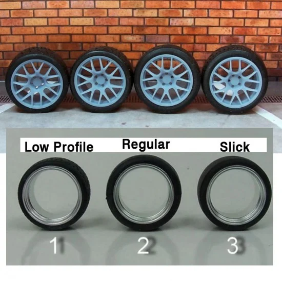 Scale Production SPRF24048-1 1/24 19" BBS CH-R Wheels #1 w/Low Profile Tread Tyres