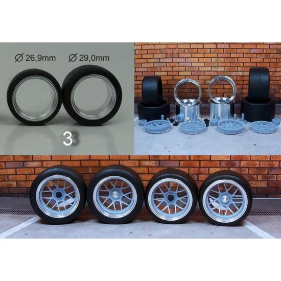 Scale Production SPRF24050S-3 1/24 18'' BBS P997GT3R/RSR + BMW Z4 GT3 2012 Wheels with Slick Tyres