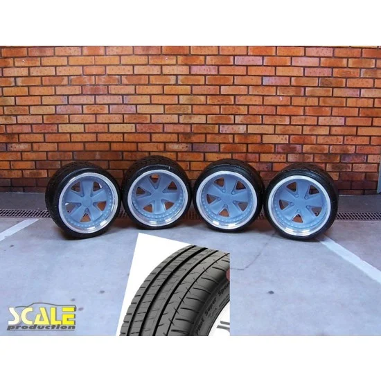 Scale Production SPRF24072-L 1/24 Fuchs Rotiform 19" Wheels w/Low Profile Tread Tyres