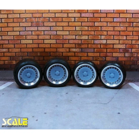 Scale Production SPRF24083-L 1/24 16" Ronal Turbo Wheels w/Low Profile Tread Tyres