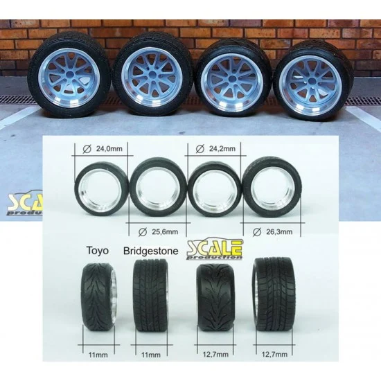 Scale Production SPRF24103-T 1/24 17" Fifteen 52 Outlaw 001 Wheels with Toyo Stretch Wall Tyres