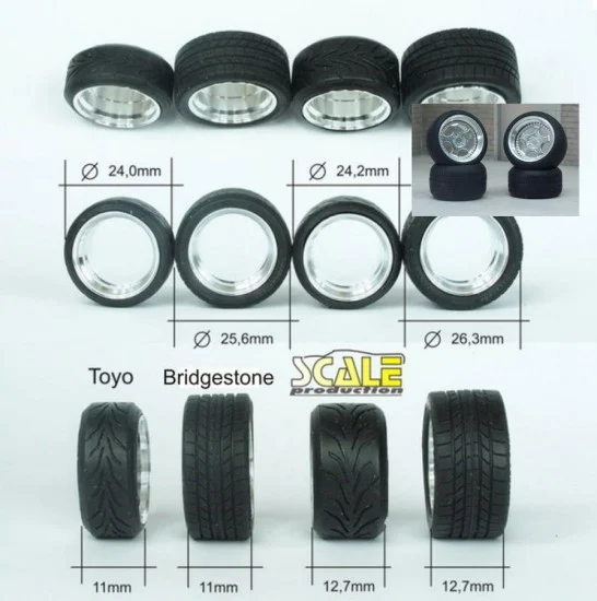 Scale Production SPRF24110-T 1/24 17" Rotiform Cup Wheels with Toyo Stretch Wall Tyres