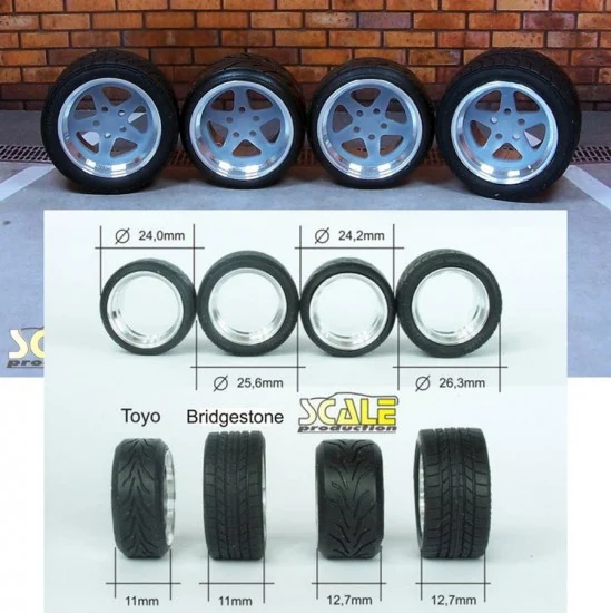 Scale Production SPRF24118-B 1/24 17" RUF Speedline Wheels w/Bridgestone Tyres