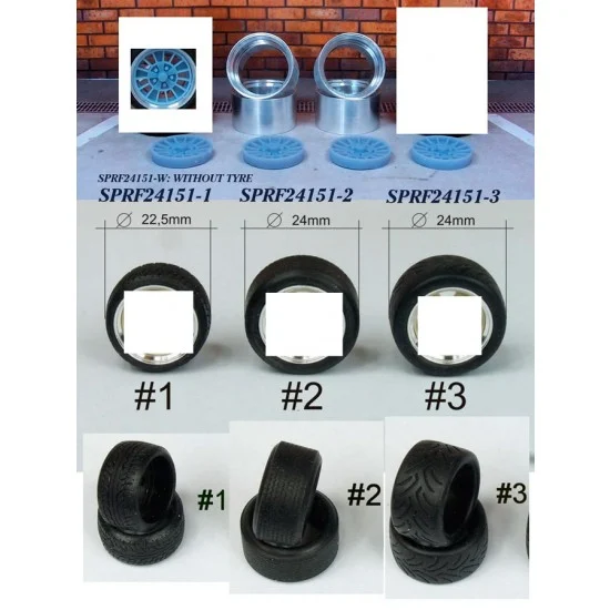 Scale Production SPRF24151-1 1/24 1/25 16 Ronal Kleeblatt Wheels #1 with Stretch Wall Tyres