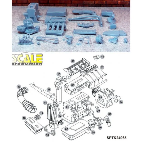 Scale Production SPTK24065 1/24 V-W 1.8L 16V Engine without Cable for Revell Golf 1 GTI/Cabrio/Pirelli