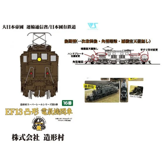 Zoukei Mura SRS003-03 HO Scale EF Convex Electric Locomotive - Corner type without ceiling