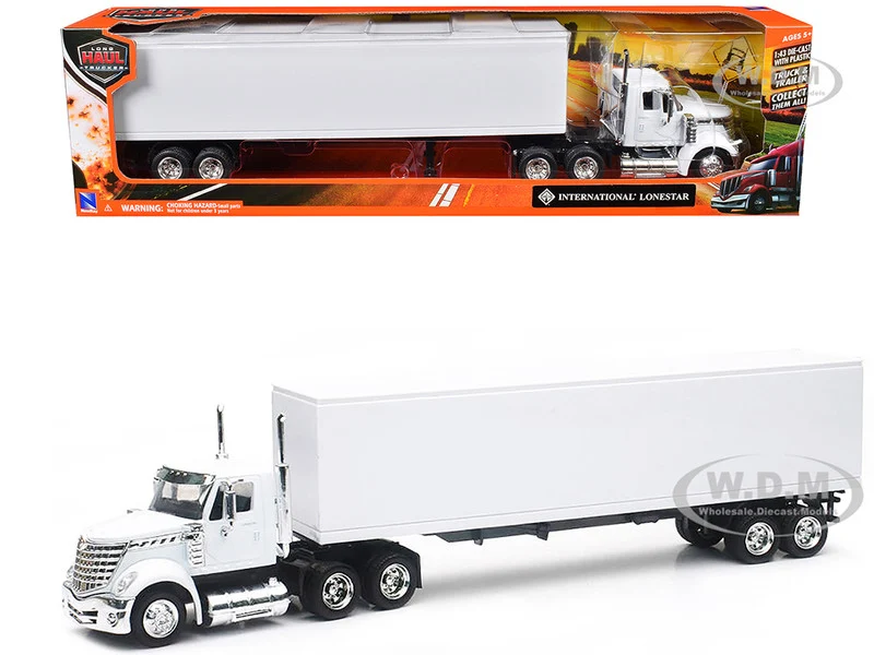 International LoneStar Truck with Dry Goods Trailer White "Long Haul Truckers" Series 1/43 Diecast Model by New Ray - International Models