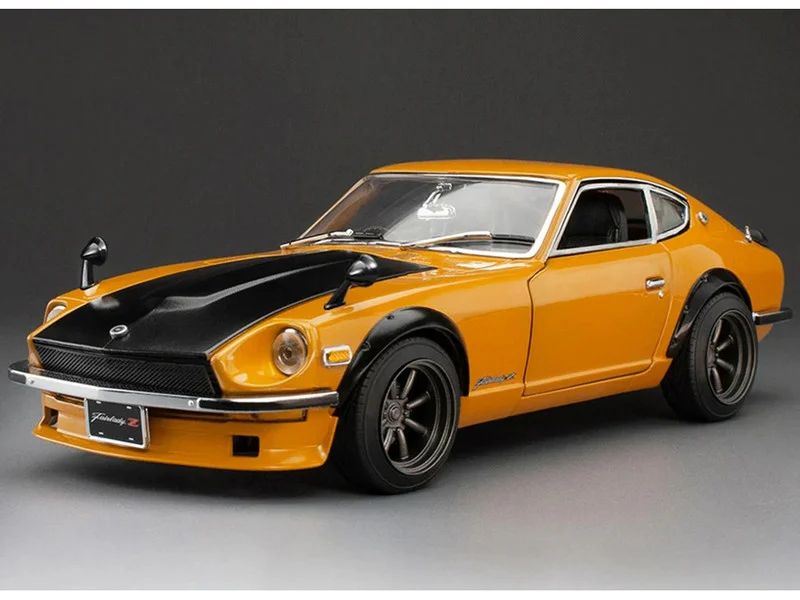 1970 Nissan Fairlady Z (S30) RHD (Right Hand Drive) Orange with Carbon Hood "Asian Collectibles" Series 1/18 Diecast Model Car by Sun Star - Nissan Models