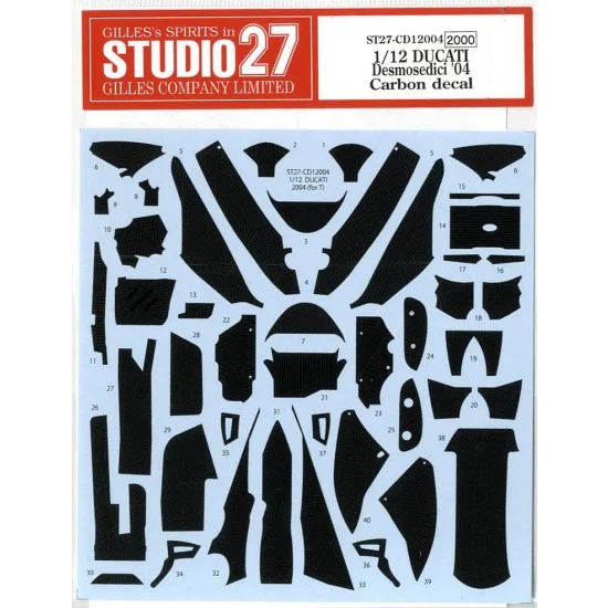 Studio27 CD12004 1/12 Ducati Desmosedici 2004 Carbon Decals - Model Cars