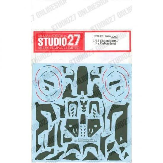 Studio27 CD12010 1/12 Honda CBR1000RR-R Dry Carbon Decal for Tamiya kits