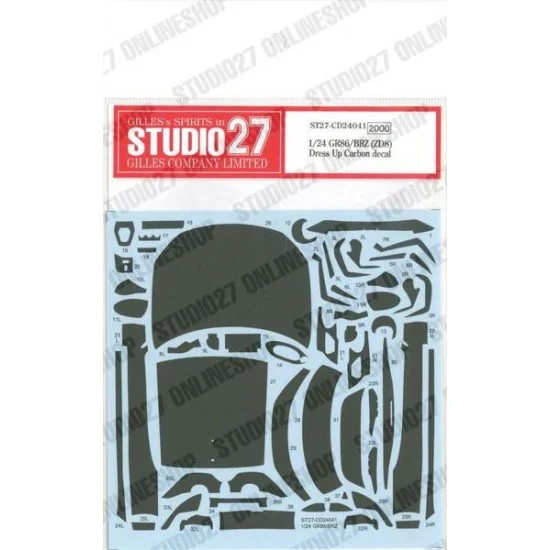 Studio27 CD24041 1/24 GR86 / BRZ (ZD8) Dress Up Carbon Decal for Tamiya kits - Model Cars