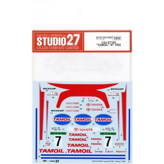 Studio27 DC1022 Decals for 1/24 Toyota Celica GT-FOUR ST165 "TAMOIL" #7 Rallye Alsace-Vosges 1992