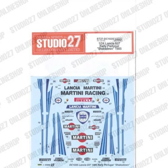 Studio27 DC1035 1/24 Lancia 037 Rally Portugal 'Shakedown' 1985 Decal for Hasegawa kit #CR30 - Model Cars