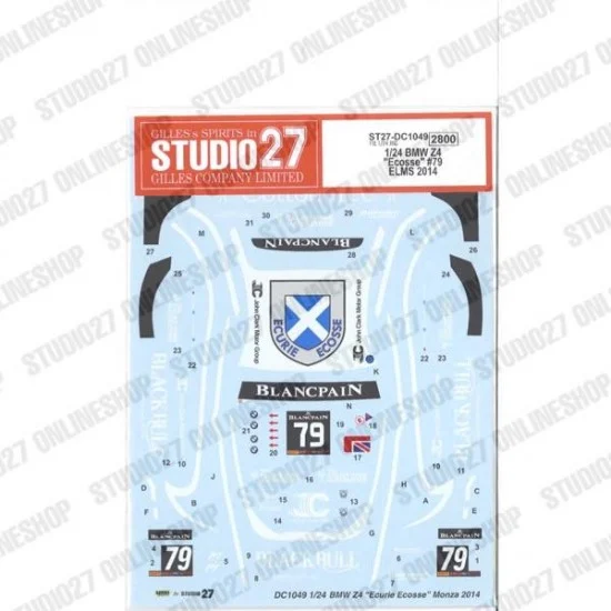 Studio27 DC1049 1/24 BMW Z4 'Ecosse' #79 ELMS 2014 Decal for Fujimi kit #125930 - Model Cars