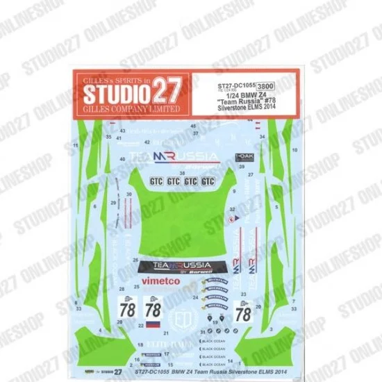 Studio27 DC1055 1/24 BMW Z4 'Team Russia' #78 Silverstone ELMS 2014 Decal for Fujimi kit #125930 - Model Cars