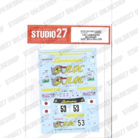 Studio27 DC1057 1/24 Murcielago 'JLOC' #53 Le Mans 2006 Decal for Aoshima kits - Model Cars