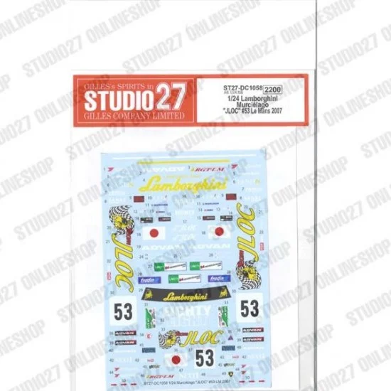 Studio27 DC1058 1/24 Murcielago 'JLOC' #53 Le Mans 2007 Decal for Aoshima kits - Model Cars