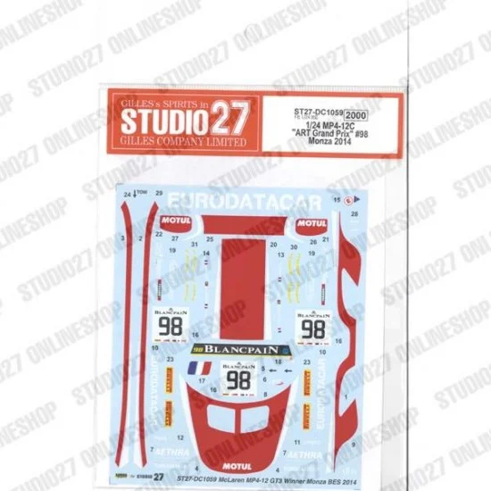 Studio27 DC1059 1/24 MP4-12C 'ART Grand Prix' #98 Monza 2014 Decal for Fujimi #170008