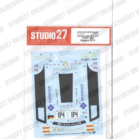 Studio27 DC1070 1/24 Mercedes SLS GT3 'HTP' #84 Nogaro 2014 Decal for Fujimi #123929 - Model Cars