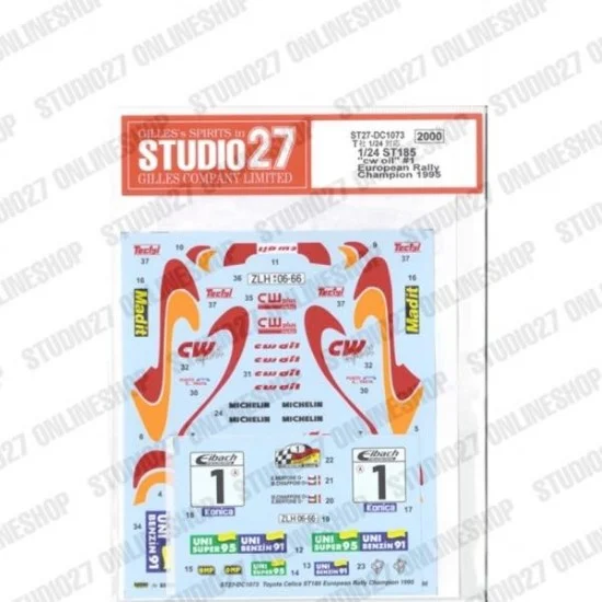 Studio27 DC1073 1/24 ST185 'cw oil' #1 European Rally Champion 1995 Decal for Tamiya 24125 - Model Cars