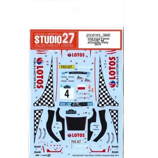 Studio27 DC1079 1/24 Ford Fiesta 'LOTOS' #4 Acropolis Rally 2014 Decal for Bel-002