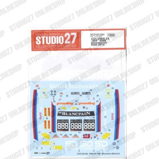 Studio27 DC1081 1/24 BMW Z4 '888' #888 Silverstone BSS 2014 Decal for Fujimi #125930 - Model Cars