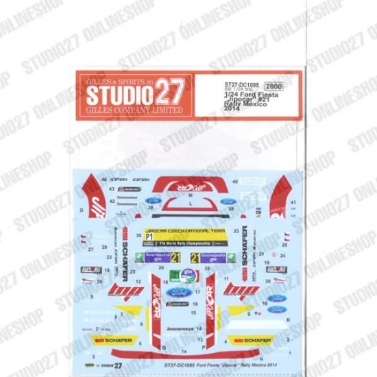 Studio27 DC1085 1/24 Fiesta 'Jipocar' #21 Rally Mexico 2014 Decal for Bel-003