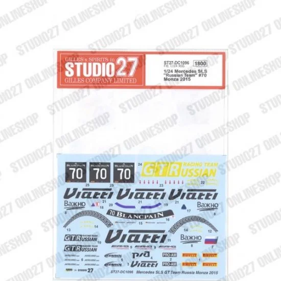 Studio27 DC1096 1/24 Mercedes SLS 'Russian Team' #70 Monza 2015 Decal for Fujimi #123929 - Model Cars