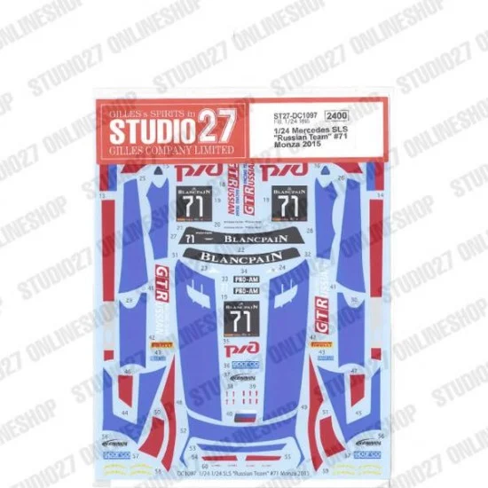 Studio27 DC1097 1/24 Mercedes SLS 'Russian Team' #71 Monza 2015 Decal for Fujimi #123929 - Model Cars