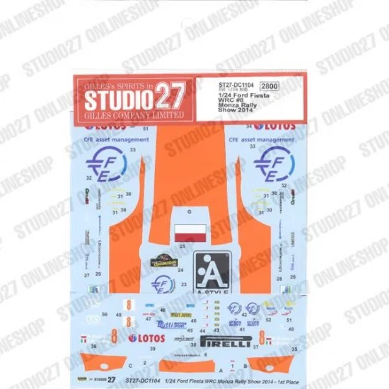 Studio27 DC1104 1/24 Fiesta WRC #8 Monza Rally Show 2014 Decal for Bel-003