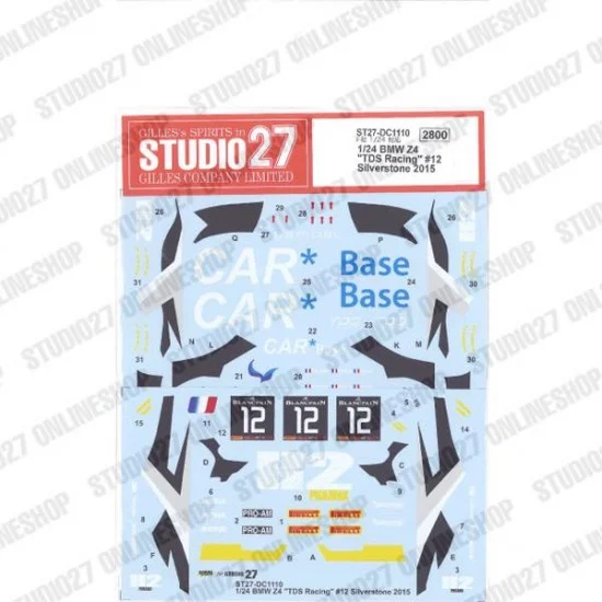 Studio27 DC1110 1/24 BMW Z4 'TDS Racing' #12 Silverstone 2015 Decal for Fujimi #125930 - Model Cars