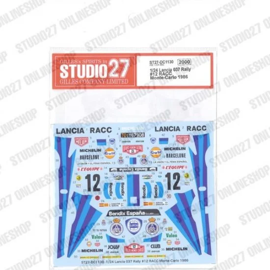 Studio27 DC1130 1/24 Lancia 037 Rally #12 RACC Monte-Carlo 1986 Decal for Hasegawa kits