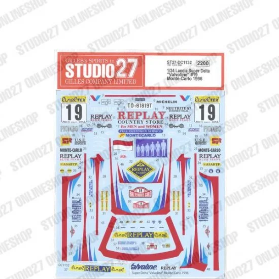 Studio27 DC1132 1/24 Lancia Super Delta 'Valvoline' Monte-Carlo 1996 Decal for Hasegawa kits