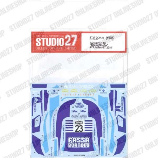 Studio27 DC1134 1/24 MP4-12C 'RacingStudio' #23 Italian GT 2015 Decal for Fujimi #170008