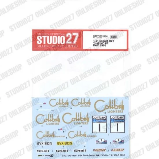 Studio27 DC1156 1/24 Escort Mk 1 'Calibri' #1 RAC 1974 Decal for BEL-006 BEL-007