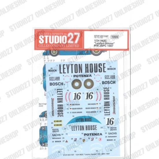 Studio27 DC1167 1/24 962C Leyton House #16 JSPC 1987 Decal for Hasegawa kits - Model Cars