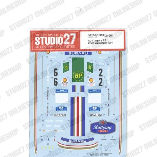 Studio27 DC1190 1/24 Legacy RS #2/#6 Manx Rally 1991 Decal for Hasegawa kits - Model Cars